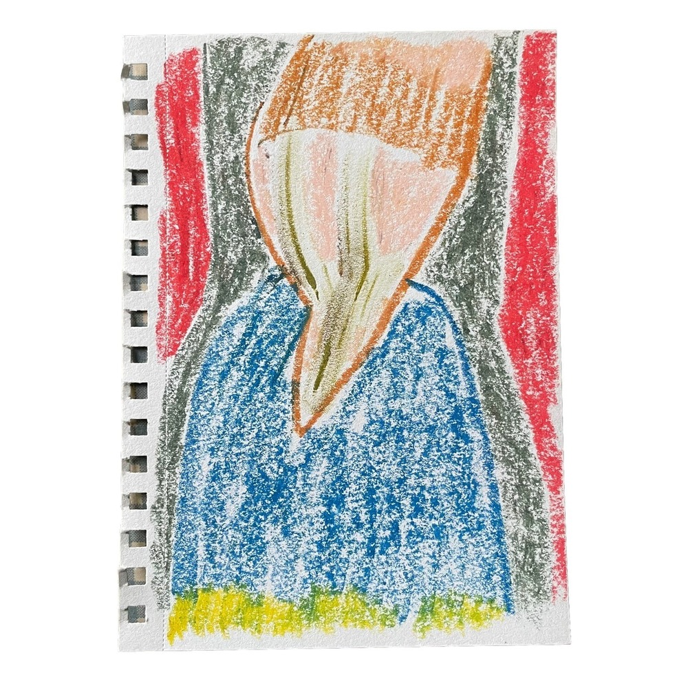 Oman Original Art 5.5x8.5 Modernist Paper Geometric Brut Pastel Painting Drawing